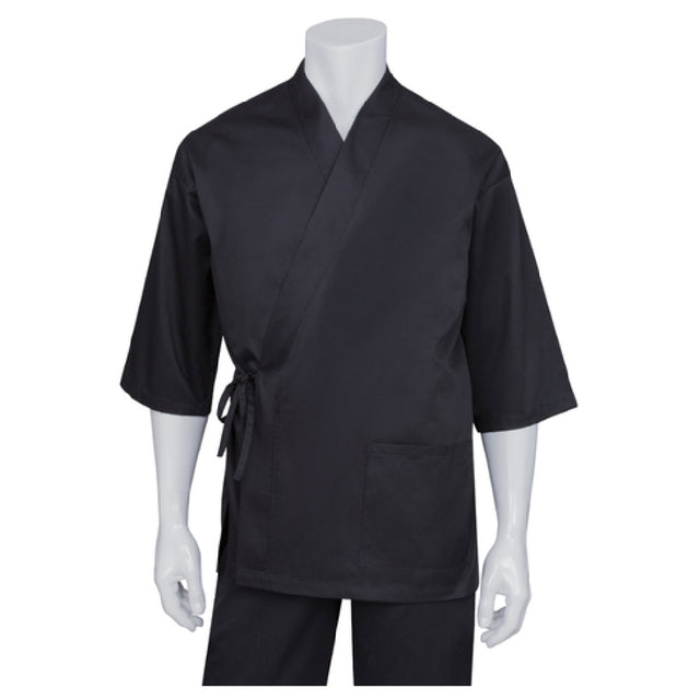 Chef Works SUBKBLK2XS Unisex Sushi Coat 3/4 Sleeve Kimono Style Crossover