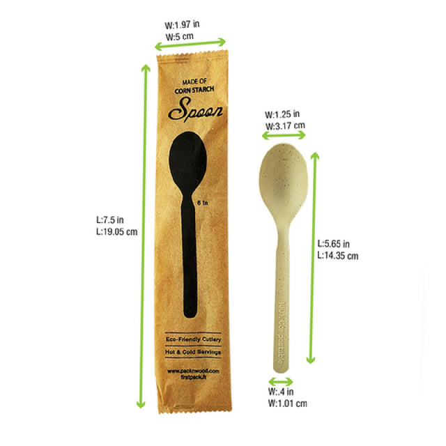 PacknWood 210CVPL633BBW - Spoon, 6"L, Wrapped In Paper