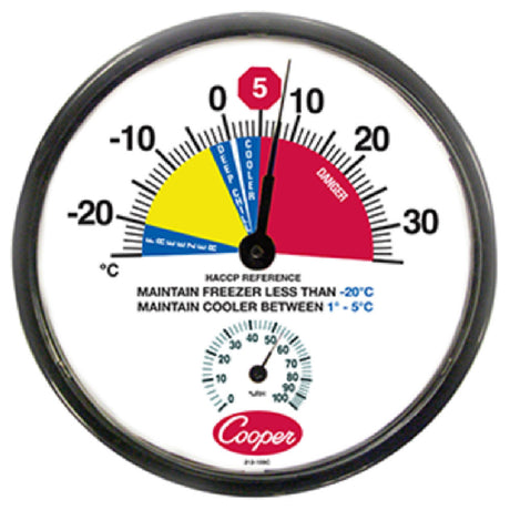 Cooper Atkins 212-159C-8 Freezer/Cooler Thermometer 12" (30.5cm) Dia. Dial Temperature Range -25° To 35°C