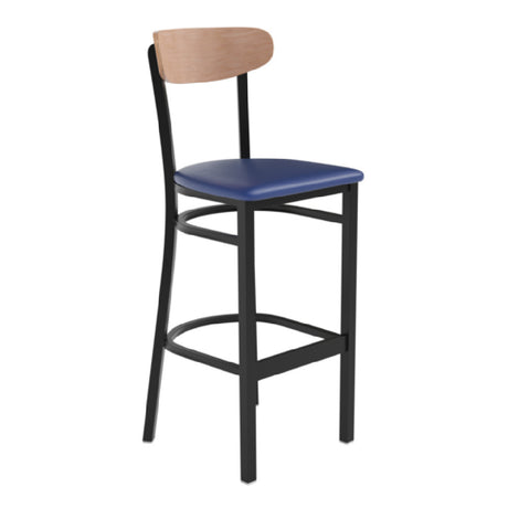 Flash Furniture XU-DG6V6BLV-NAT-GG Wright Bar Stool 500 Lb. Weight Capacity Blue Vinyl Upholstered Seat