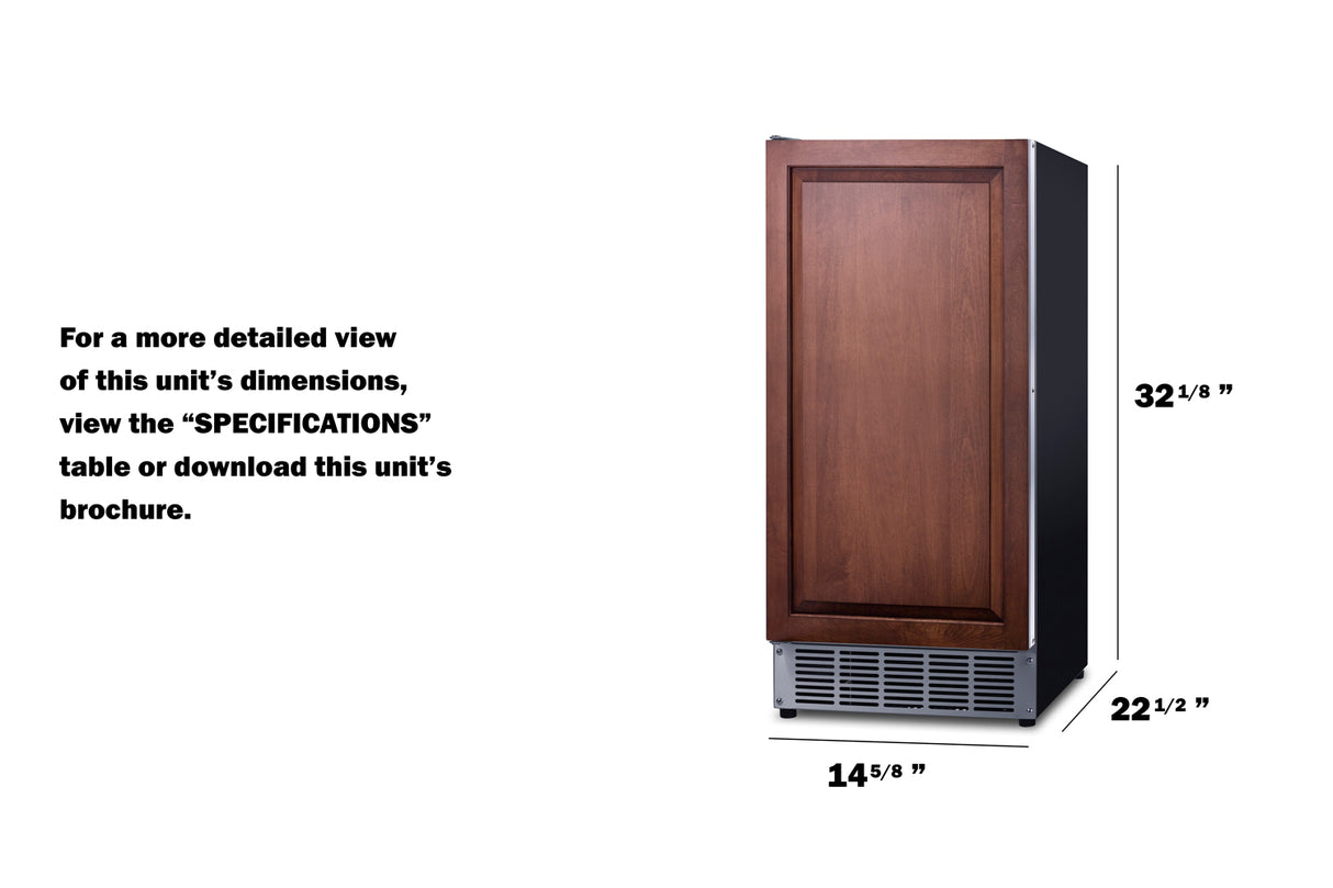 Summit BIM44GIFAD Cube-style Built-In 45 lb. Clear Icemaker, ADA Compliant (Panel Not Included)