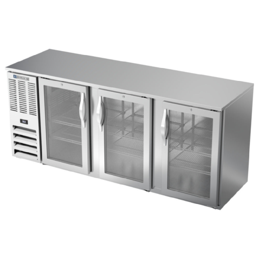 Beverage Air BBN78HC-G-S - Refrigerated Back Bar Storage Cabinet, Three-section, 78"W X 26-3/8"D X 34"H