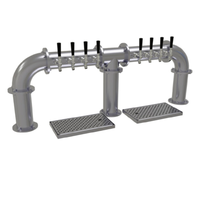 Glastender PB-8-SSR Pipe Bridge Draft Dispensing Tower Countertop (8) Stainless Steel Faucets (handles Not Included)