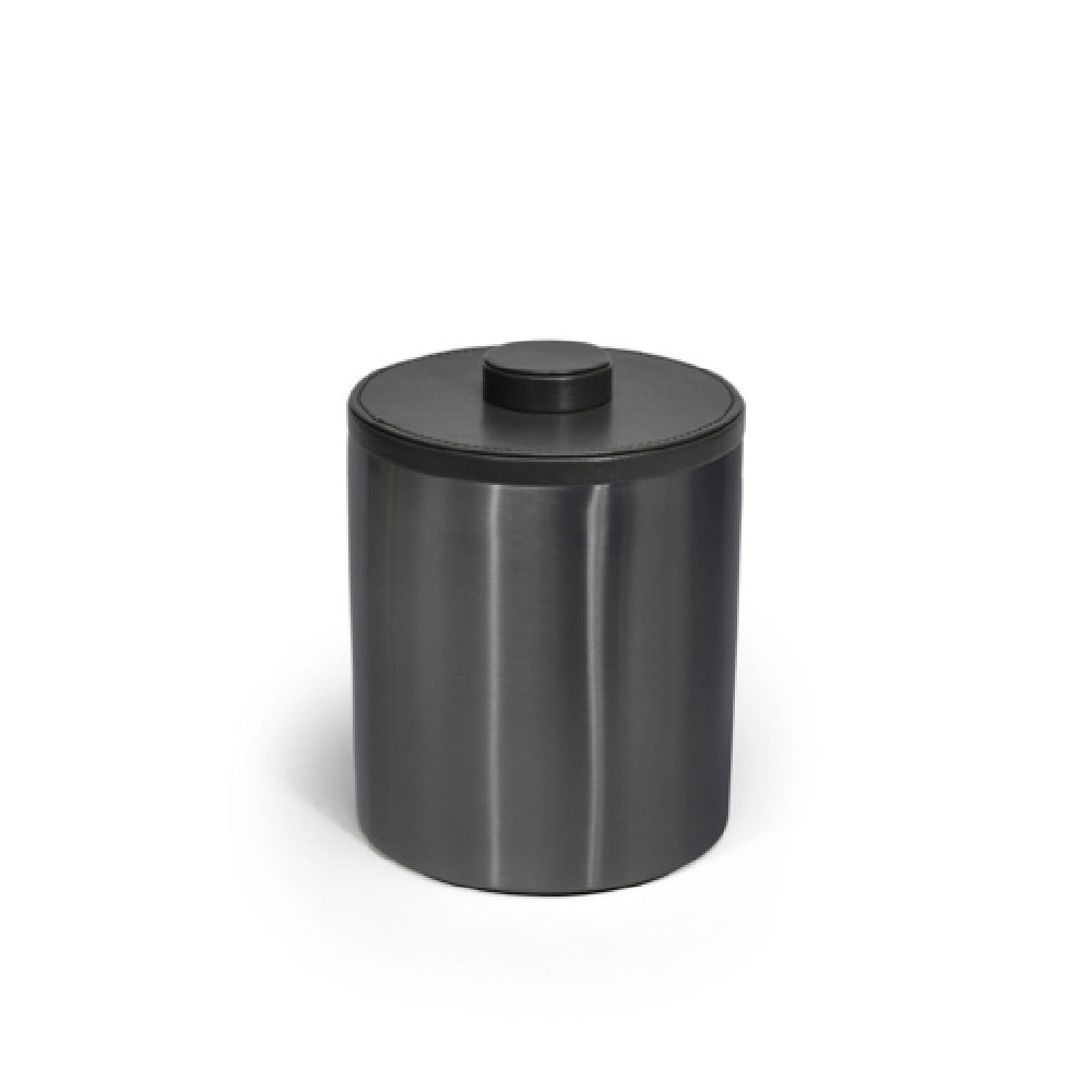 FOH RIB065BKS21 2qt Round Stainless Ice Bucket Matte Black With London Black Lid