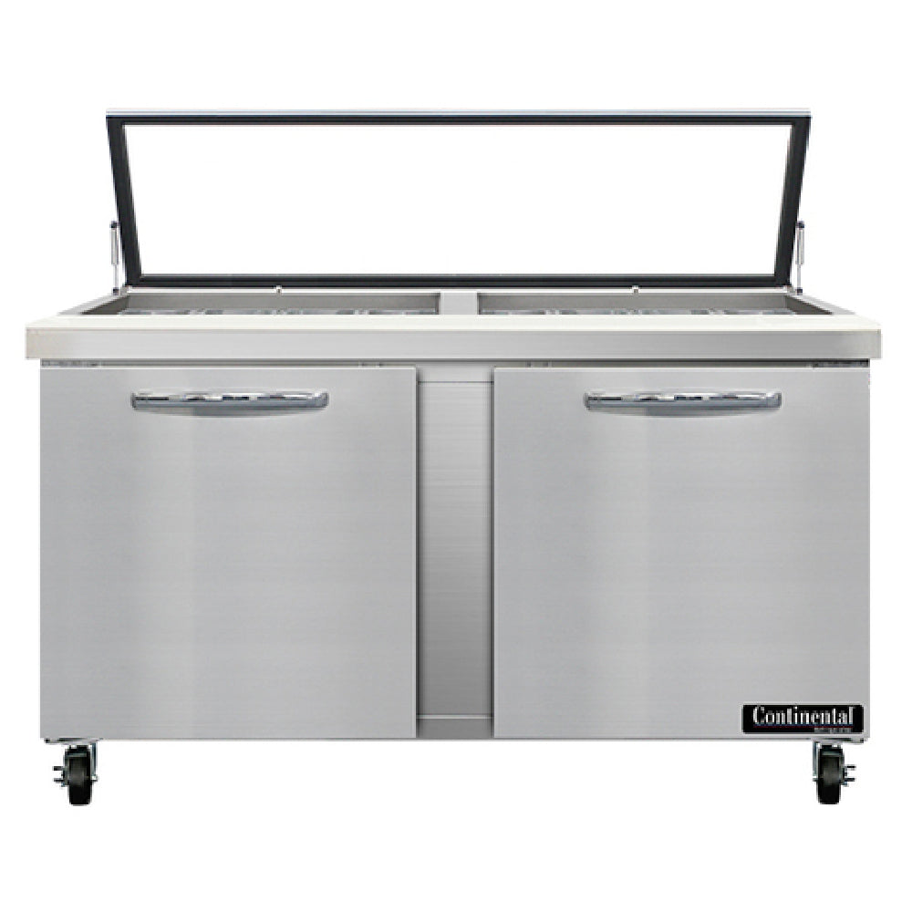 Continental Refrigerator SW60N24M-HGL Mighty Top Sandwich Unit With Hinged Glass Lid