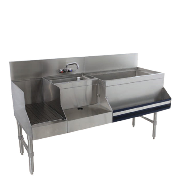 Advance Tabco PRU-24-48R-10 Prestige Uni-Serv Speed Bar With 11" Deep Ice Bin On Right (with 10-circuit Cold Plate)