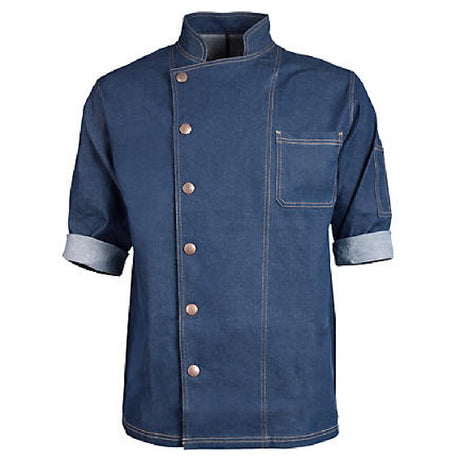 KNG 2938DBLM Kng M Denim Chef Coat Front Snap