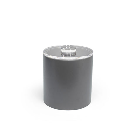 FOH RIB020GYL21 3.5qt Round London Ice Bucket Smoke With Acrylic Lid Includes One RIB017GYL21-BTM 3.5qt Round London Ice Bucket Base Smoke