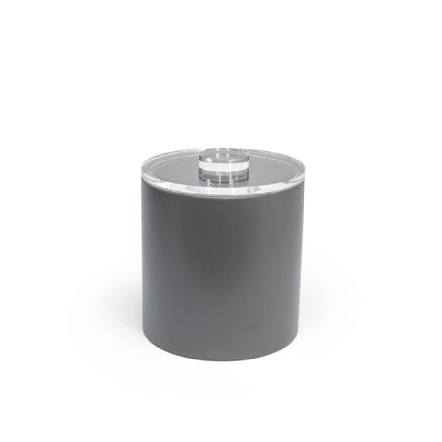 FOH RIB020GYL21 3.5qt Round London Ice Bucket Smoke With Acrylic Lid Includes One RIB017GYL21-BTM 3.5qt Round London Ice Bucket Base Smoke