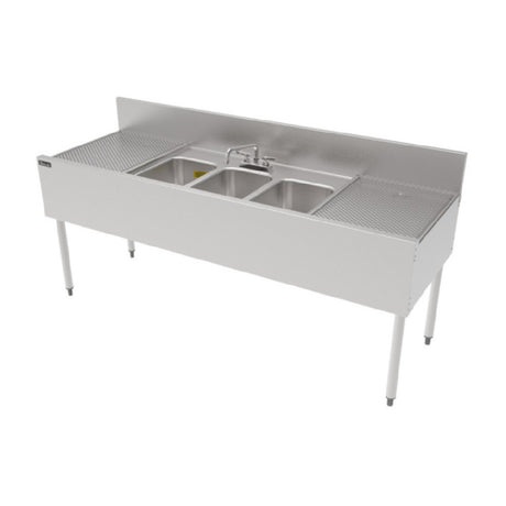 Perlick TSF72M3-DB TSF Series Underbar Multi-tank Sink Unit Three 18 Gauge Stainless Steel Compartment