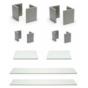 FOH BST042MUM28 Buffet Essentials Bamboo Clear Glass On Smoke Includes Two BHO062GYB20 9" Bamboo L Risers Set Of 2 Smoke