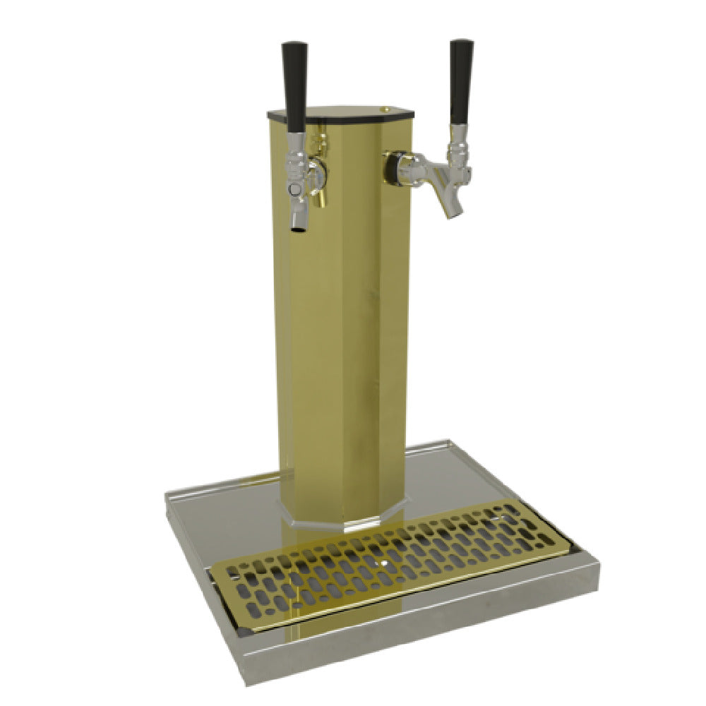 Glastender CT-2-PB Column Draft Dispensing Tower Countertop (2) Stainless Steel Faucets (handles Not Included)