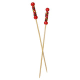 PacknWood 209BBFUJI - Fuji Pick, 4.7", With Natural Beads And Red Design