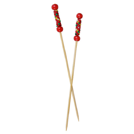 PacknWood 209BBFUJI - Fuji Pick, 4.7", With Natural Beads And Red Design