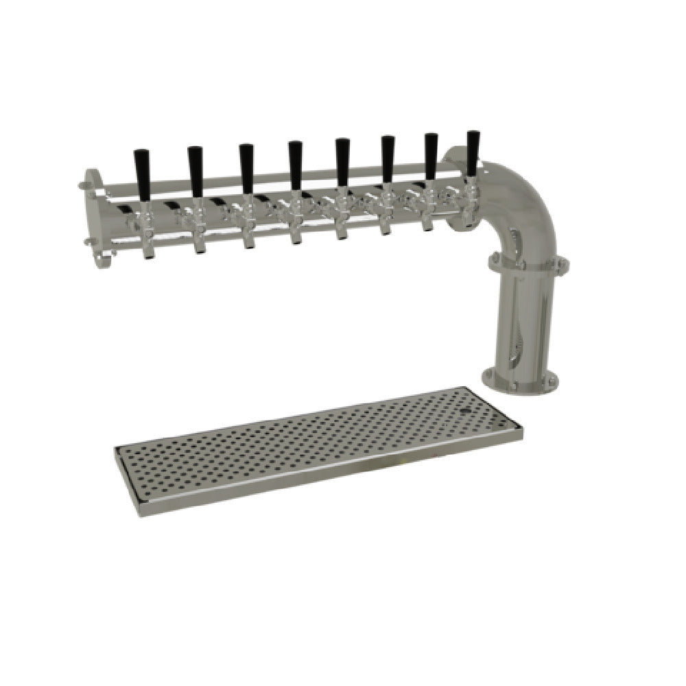 Glastender PC-8-MFR Pipe Cantilever Draft Dispensing Tower Countertop (8) Stainless Steel Faucets (handles Not Included)