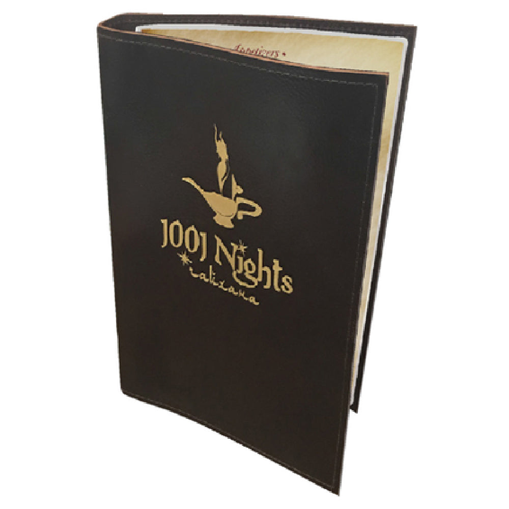 Menu Solutions FLEXLEATH-B Menu Cover Holds 5-1/2" X 11" Inserts Single Panel With 1 View