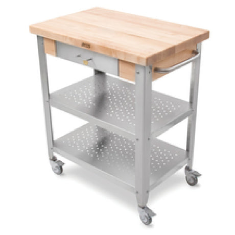 John Boos CUCE30 Cucina Elegante Cart 30"W X 20"D X 35"H Overall Size 1-1/2" Thick Edge Grain Top