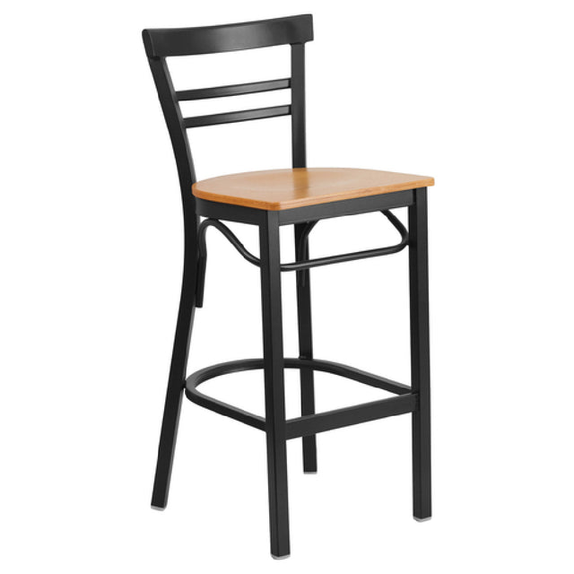 Flash Furniture XU-DG6R9BLAD-BAR-NATW-GG Hercules Series Restaurant Bar Stool Metal Ladder Back