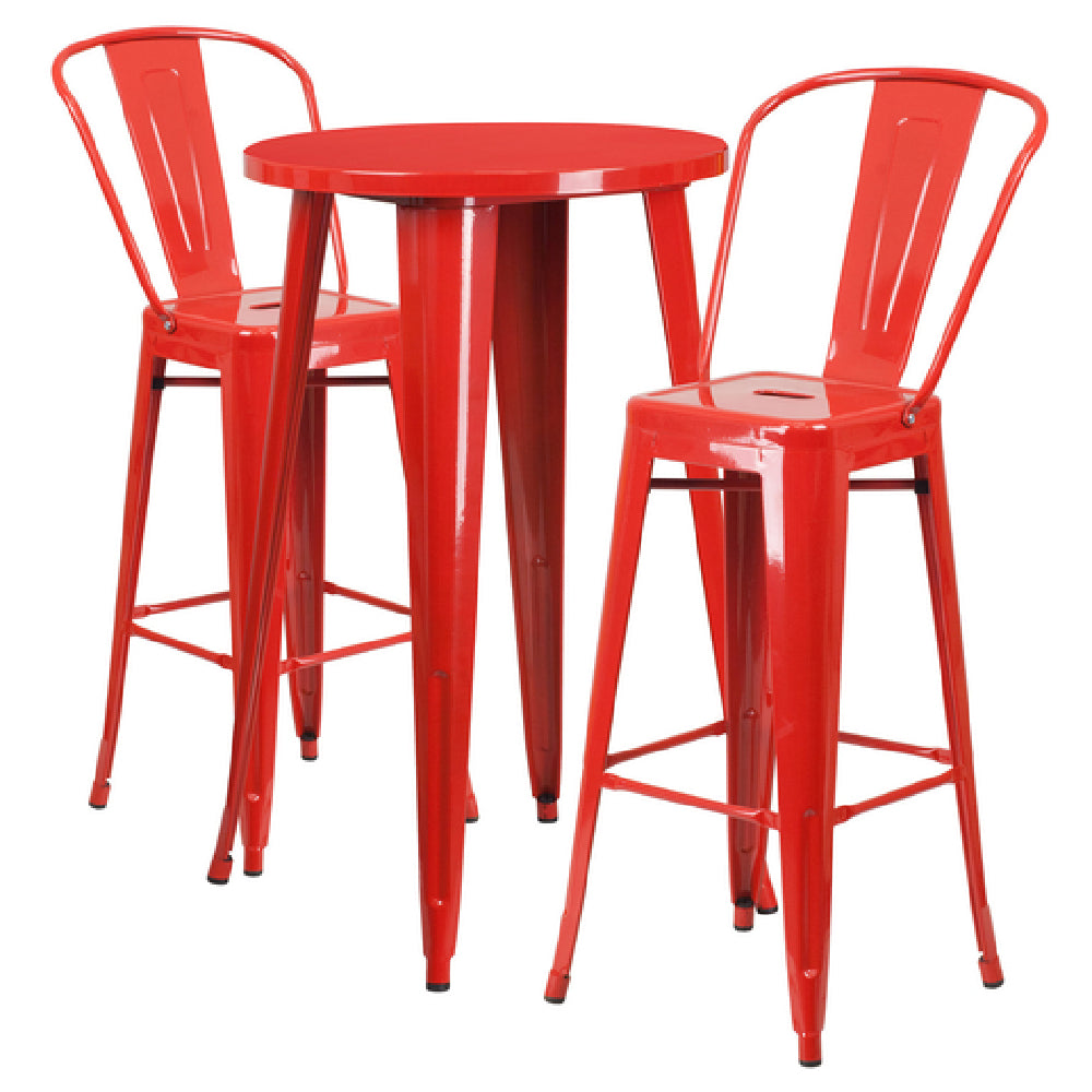 Flash Furniture CH-51080BH-2-30CAFE-RED-GG Table And Bar Stool Set Includes (1) 24" Dia. X 41"H Table