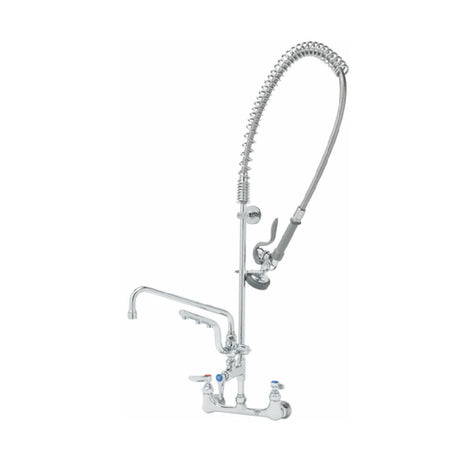 T&S Brass B-0133-U12-B UltraRinse 8” Wall Mount Mixing Faucet With Polished Chrome Plated Brass Body