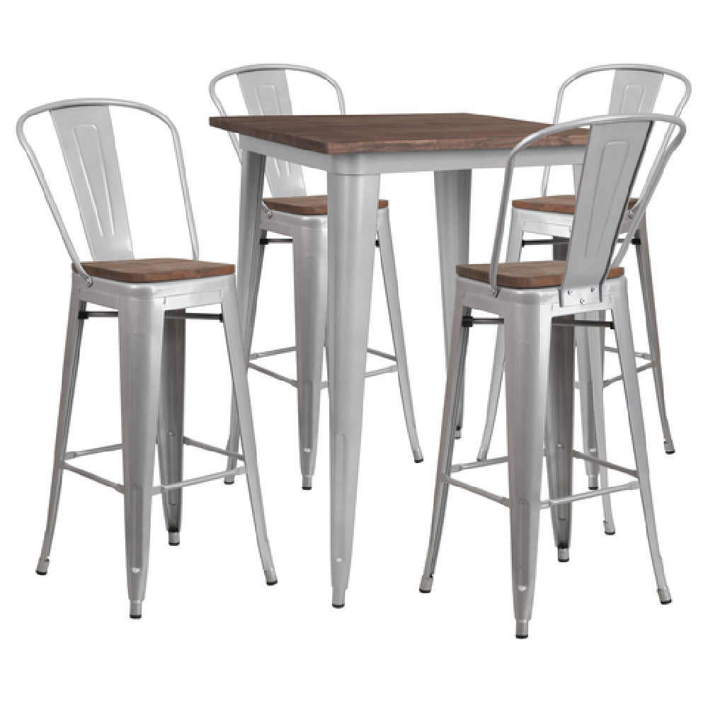 Flash Furniture CH-WD-TBCH-5-GG Table And Chair Set (1) 31-1/2" Square Table (4) Stools