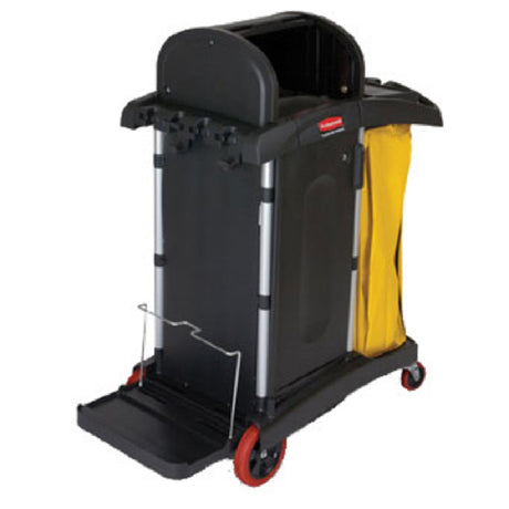 Rubbermaid FG9T7500BLA - Hygen™ High Security Cleaning Cart, 48-1/4"L X 22"W X 53-1/2"H