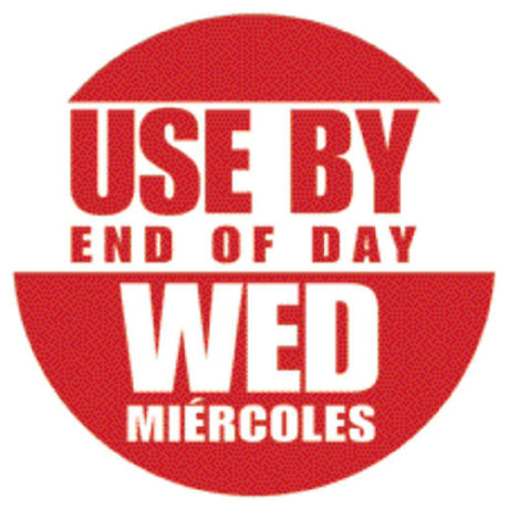 Hubert 65724 - Food Rotation Label, "Use By End Of Day Wednesday", 3/4" Dia.