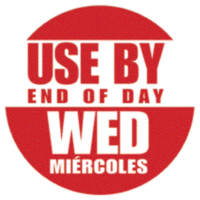 Hubert 65724 - Food Rotation Label, "Use By End Of Day Wednesday", 3/4" Dia.