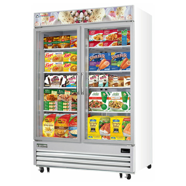 Everest Refrigeration EMGF48 Reach-In Glass Door Merchandiser Freezer Two-section