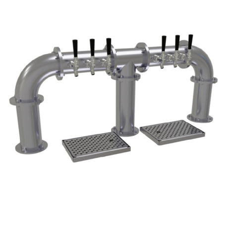 Glastender PB-6-SS Pipe Bridge Draft Dispensing Tower Countertop (6) Stainless Steel Faucets (handles Not Included)