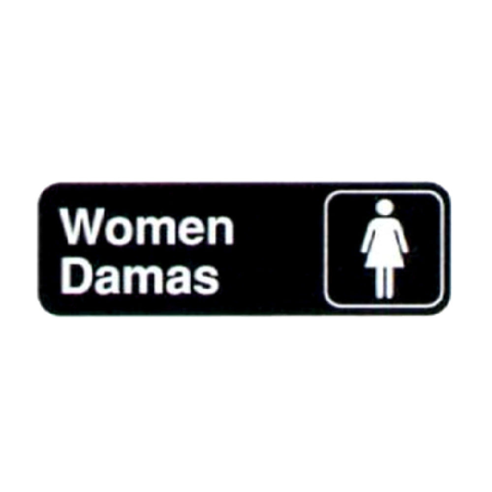 Vollrath 4567 Women/Damas Sign (English/Spanish) 3" X 9" White On Black