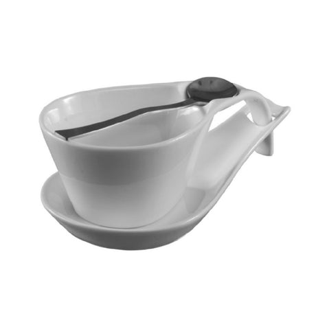 CAC China PTC-2-S Party Collection Cup And Saucer Set Includes: (1) 7 Oz. 6-3/4"L X 3-3/4"W X 2-3/8"H Cup