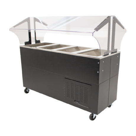 Advance Tabco BMACP4-B-SB Serving Counter With Mechanically Assisted Cold Pan Includes: Double Sided Sneeze Guard