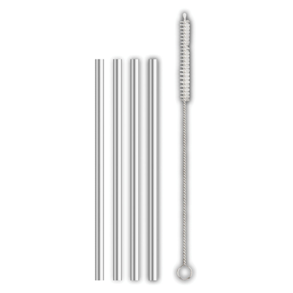 Harold Import Co. 42006 HIC Cocktail Drinking Straw Set 6" Includes (4) Straws & (1) Cleaning Brush