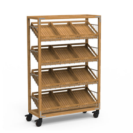 Steelite MGCCAN12NSXW Canvas Angled Shelf Unit Natural Brushed Stainless Steel On Casters