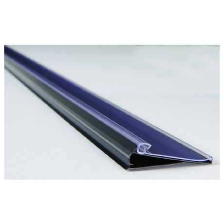 Hubert 22115 - Edge View™ Black Plastic C-Channel Clip-In Shelf Molding With Sign Gripper - 48"L X 1 1/4"H