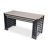 Forbes Industries 7431HD - Fiji Series Nesting Tables (Essentials-Heavy Duty), Three Tables (one Large Rectangle Table: 72” X 30" X 36”, One Medium Rectangle Table: 66” X 30 X 33” And One Small Table: 60” X 30" X 30"). Powder Epoxy Painted Steel Frames With Decorative End Panels And INSET Standard Laminated Tops