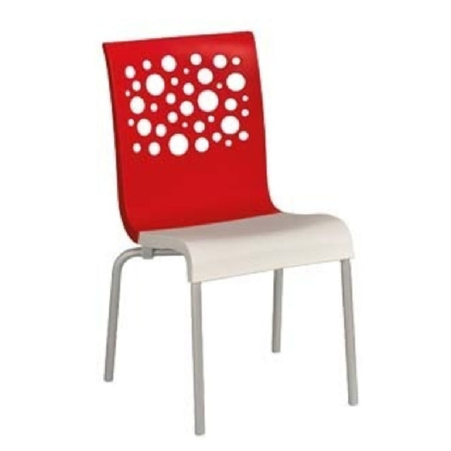 Grosfillex US835414 Tempo Stacking Side Chair Resin Back With Circles Cutout Resin Seat