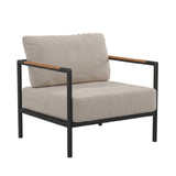 Flash Furniture GM-201027-1S-GY-GG Lea Patio Chair 300 Lb. Weight Capacity Fabric Back And Seat Cushions