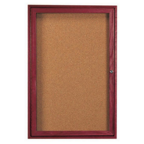 Aarco CBC2418R Red Oak Bulletin Board 18"W X 24"H Enclosed