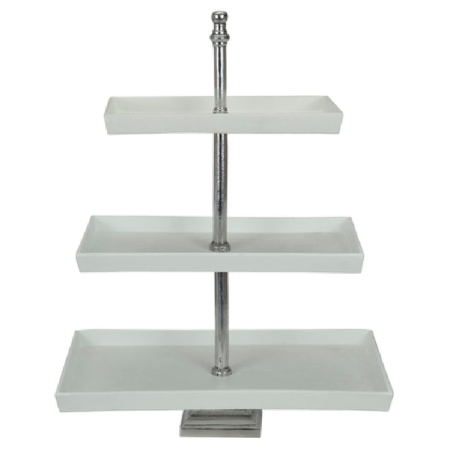 Bon Chef 80173PLATINUMGRA Cake Stand 3-tier Bottom Tier: 18" X 11-1/4"