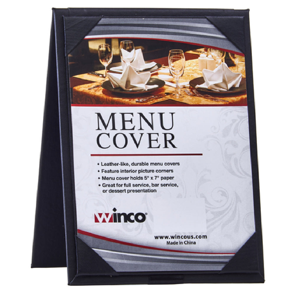 Winco LMTD-57BK Menu Cover Table Tent Design Double View