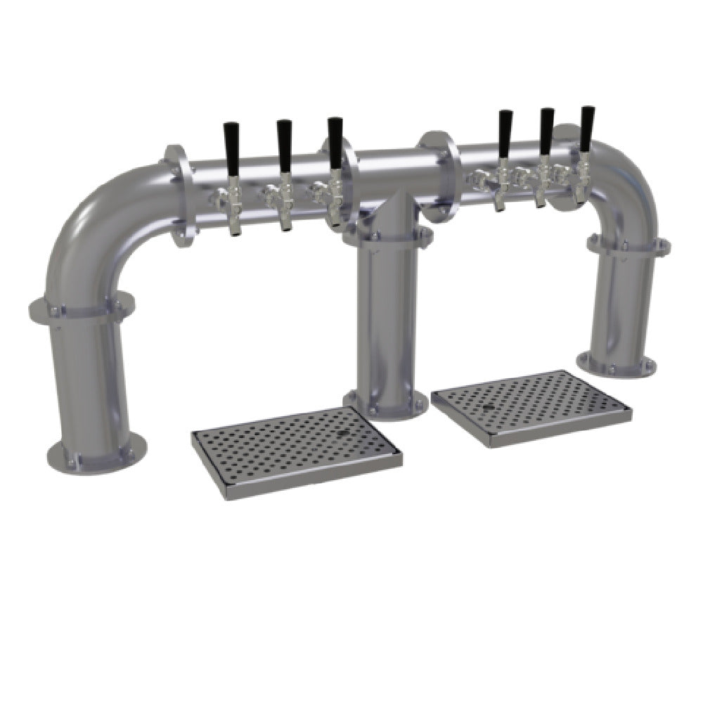 Glastender PB-6-SSR Pipe Bridge Draft Dispensing Tower Countertop (6) Stainless Steel Faucets (handles Not Included)