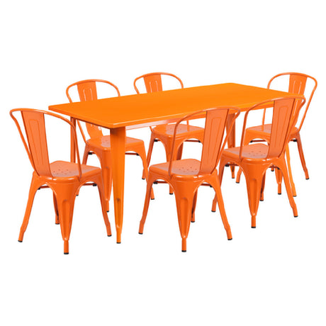 Flash Furniture ET-CT005-6-30-OR-GG Table And Chair Set Includes (1) 63"W X 31-1/2"D X 29-1/2"H Table