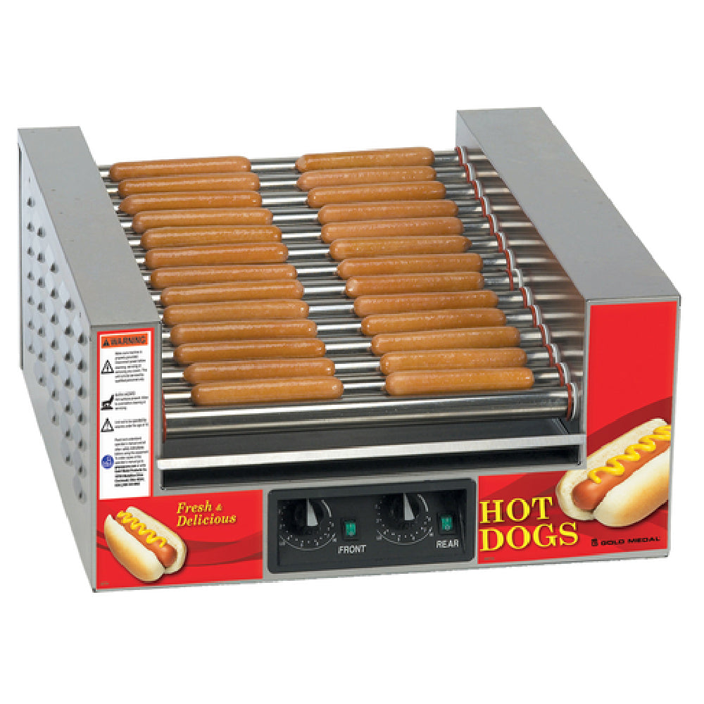 Gold Medal 8224 Slanted Hot Diggity® Hot Dog Grill (14) Stainless Steel Rollers