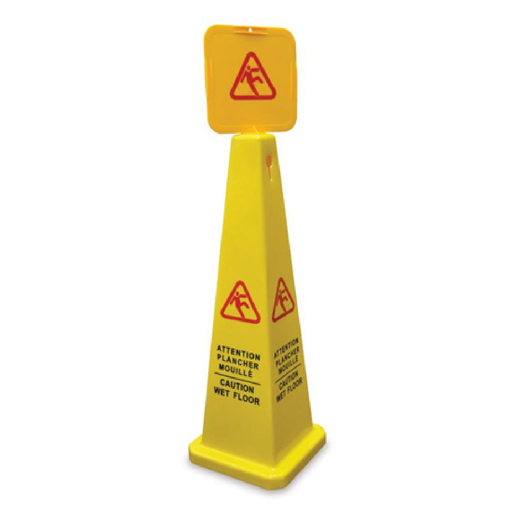 Omcan 24417 (24417) Wet Floor Caution Sign 4 Sided Cone English/French