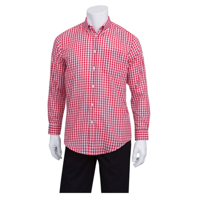 Chef Works D500WRCL Men's Gingham Dress Shirt Long Sleeves 2-button Cuffs