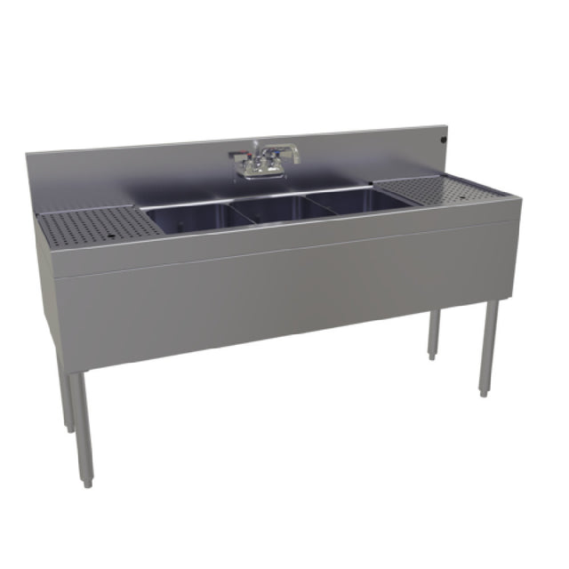 Glastender TSA-60-S Underbar Sink Unit Three Compartment 60"W X 19"D