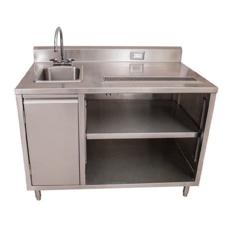 BK Resources BEVT-3060L Beverage Table 60"W X 30"D 14" X 10" Sink On Left With BKF-4DM-3G-G Gooseneck Faucet