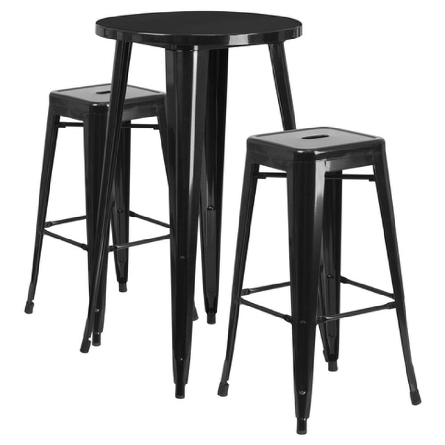 Flash Furniture CH-51080BH-2-30SQST-BK-GG Table And Bar Stool Set Includes (1) 24" Dia. X 41"H Table